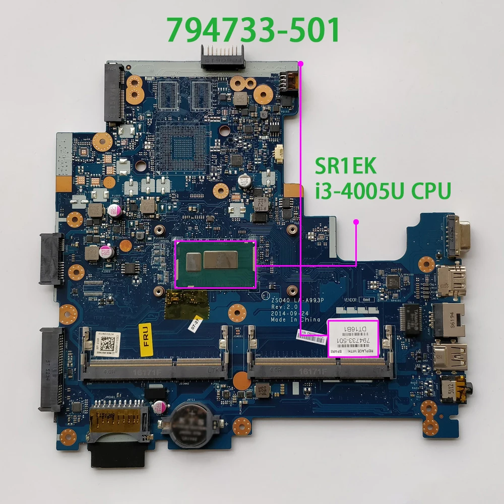 794733-501 794733-001 794733-601 ZSO40 LA-A993P UMA w i3-4005U CPU для HP 240 G3 ноутбук ПК материнская плата
794733-501 794733-001 794733-601 ZSO40 LA-A993P UMA w i3-4005U CPU для HP 240 G3 ноутбук ПК материнская плата
