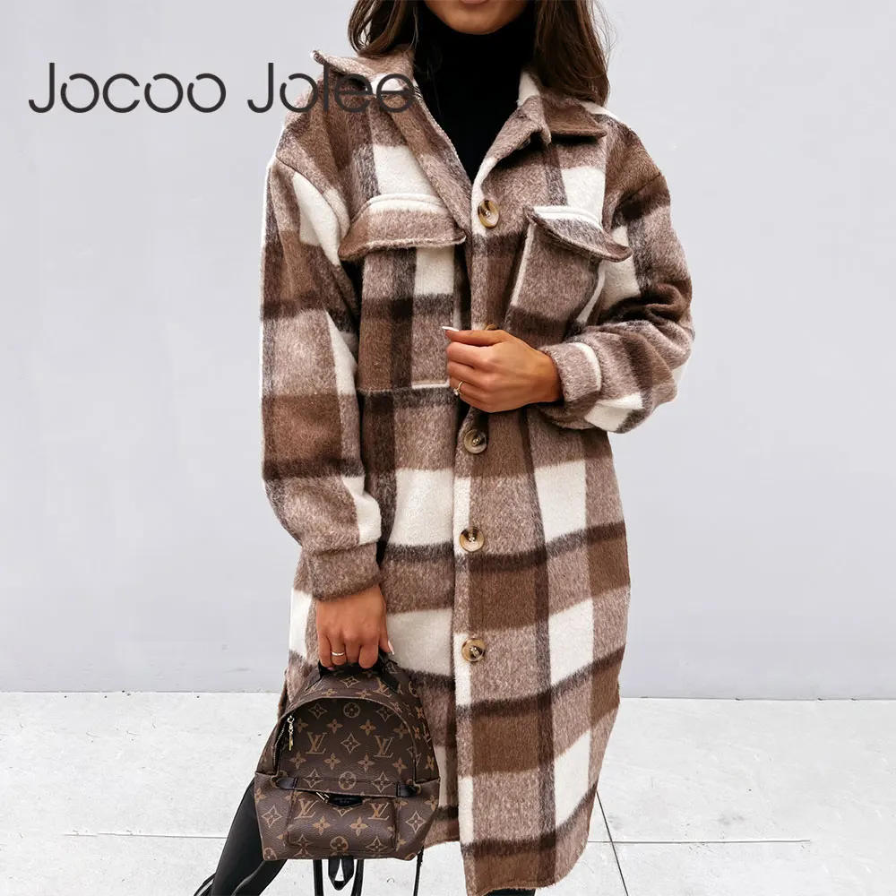 Женское винтажное клетчатое пальто Jocoo Jolee средней длины, корейский стиль Харадзюку, кардиган с лацканами, элегантный однобортный Свободный плащ, шикарная верхняя одежда
Женское винтажное клетчатое пальто Jocoo Jolee средней длины, корейский стиль Харадзюку, кардиган с лацканами, элегантный однобортный Свободный плащ, шикарная верхняя одежда