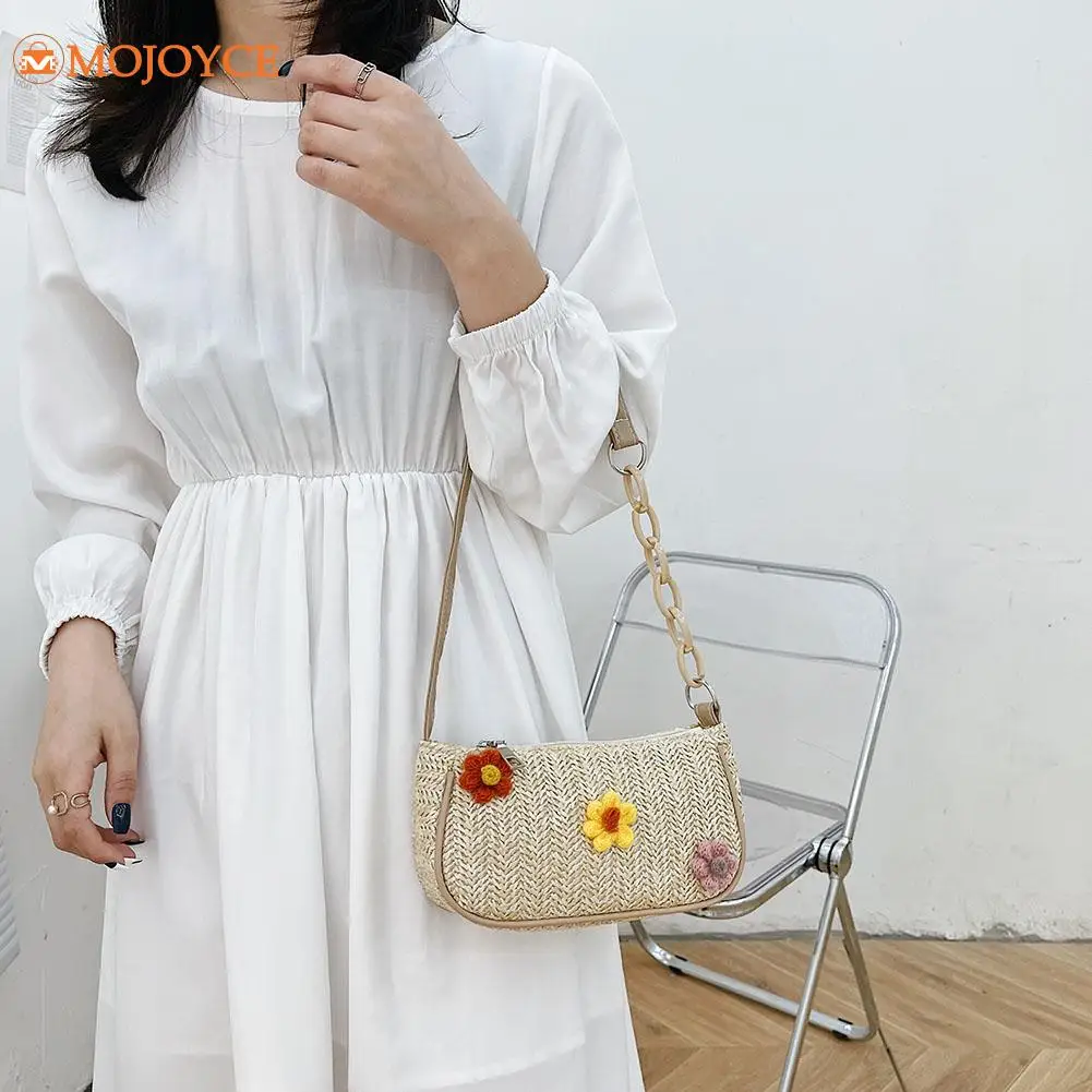 Summer Straw Woven Beach Bags for Women Lace Flower Embroidery Shoulder Underarm Bag Ladies Chain Small Purse Designer Handbags
Summer Straw Woven Beach Bags for Women Lace Flower Embroidery Shoulder Underarm Bag Ladies Chain Small Purse Designer Handbags