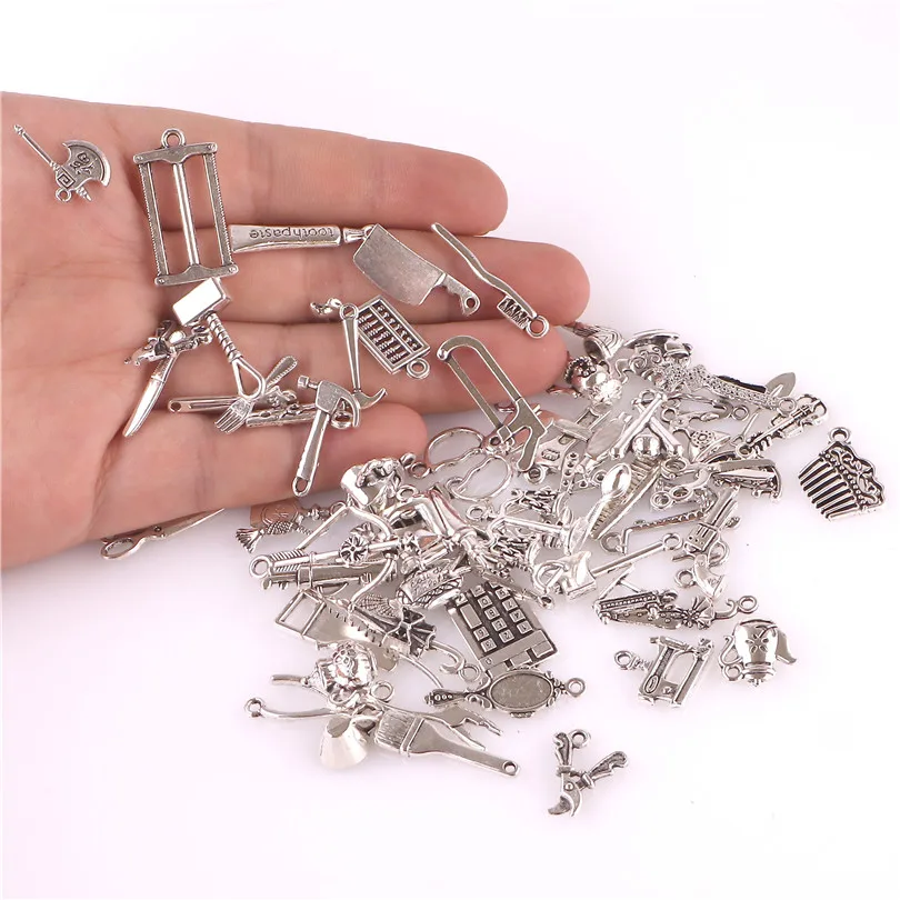 Tool Charm Collection 65pcs mixed Tibetan Silver Hammer Wrench Saw Pliers Tape Screwdriver Construction Drill Pendants Diy Craft
Tool Charm Collection 65pcs mixed Tibetan Silver Hammer Wrench Saw Pliers Tape Screwdriver Construction Drill Pendants Diy Craft