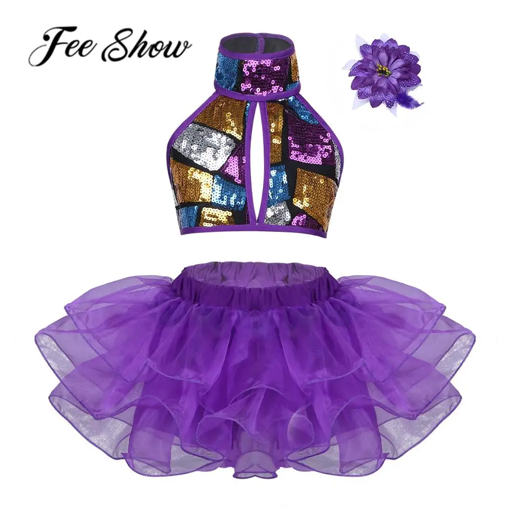 Baby Girls Dress Shiny Halter Dance Costume Sequins Strappy Crop Top With Tutu Dress Flower Hair Clip Set For Ballet Jazz
Baby Girls Dress Shiny Halter Dance Costume Sequins Strappy Crop Top With Tutu Dress Flower Hair Clip Set For Ballet Jazz