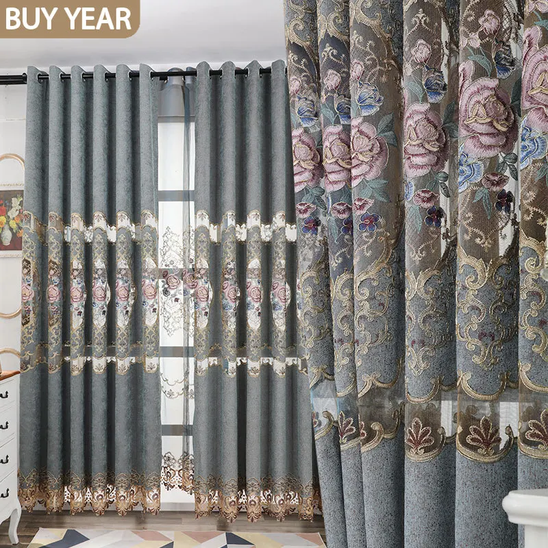 Chinese Curtains for Living Dining Room Bedroom Chenille Fabric Hollow Embroidery Curtains Tulle Finished Product Customization
Chinese Curtains for Living Dining Room Bedroom Chenille Fabric Hollow Embroidery Curtains Tulle Finished Product Customization