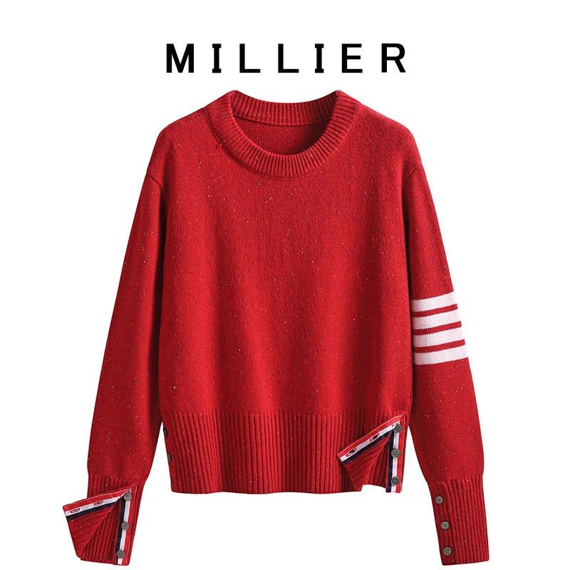 Four bars red colored dots thick sweater women winter 2021 new round neck pullover TB college wind cardigan 
Four bars red colored dots thick sweater women winter 2021 new round neck pullover TB college wind cardigan