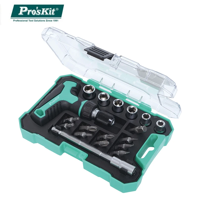 Мини-отвертка с храповым механизмом Pro'sKit Φ 18 в 1 T с 6 втулками, регулируемый удлинитель для ремонта оборудования
Мини-отвертка с храповым механизмом Pro'sKit Φ 18 в 1 T с 6 втулками, регулируемый удлинитель для ремонта оборудования
