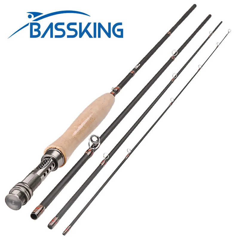 

BASSKING 2.4m 2.7m 4 Section Fly Fishing Rod 3/4 5/6 Weight Fast Action Carbon Fly Rods Canne A Peche Fishing Tackle De Pesca