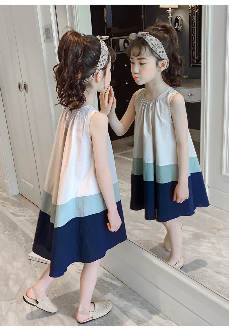 New summer dress models girls color matching dress children cotton princess dress big children summer fashion back dress 
New summer dress models girls color matching dress children cotton princess dress big children summer fashion back dress