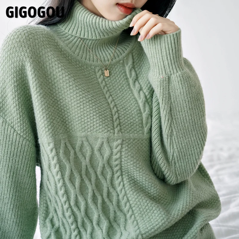 GIGOGOU Thick Warm Turtleneck Sweater For Women Pullover Sweaters 2021 Autumn Winter Knit Jumper Christmas Sweater Pull Femme
GIGOGOU Thick Warm Turtleneck Sweater For Women Pullover Sweaters 2021 Autumn Winter Knit Jumper Christmas Sweater Pull Femme
