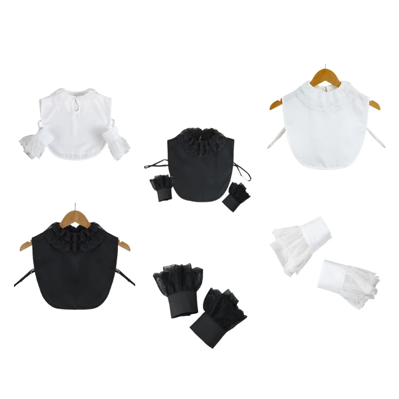 Women Elegant Chiffon Fake Collar with False Sleeves Double Layer Turn-Down Mesh Lace Half Shirt Top Dickey Decorative 101A
Women Elegant Chiffon Fake Collar with False Sleeves Double Layer Turn-Down Mesh Lace Half Shirt Top Dickey Decorative 101A