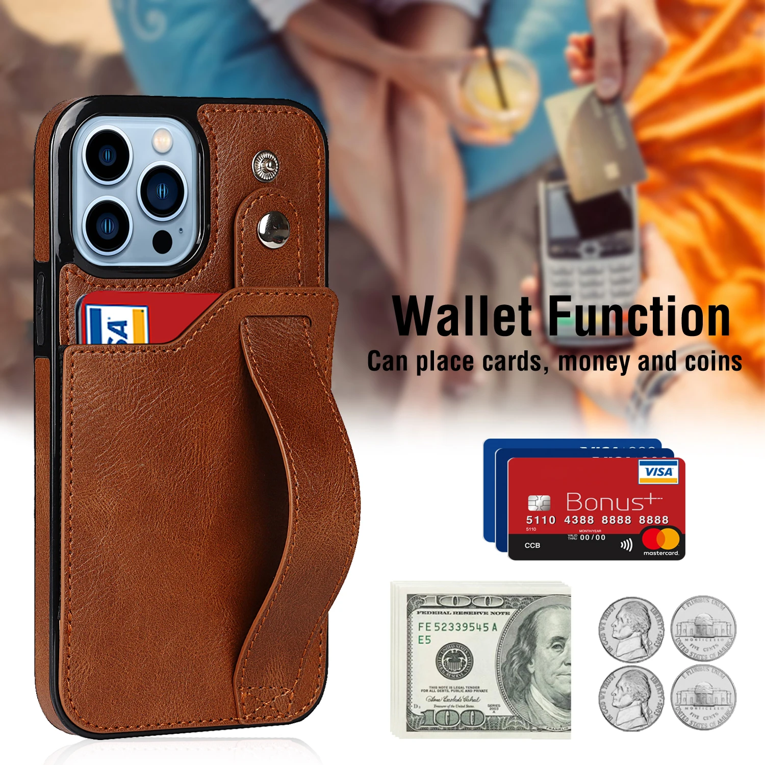 Luxury PU Leather Card Slot Wristband Case For IPhone 12 13 MINI 11 Pro Max 7 8 Plus X XR Xs Phone Bracket Stand Wallet Card Pro
Luxury PU Leather Card Slot Wristband Case For IPhone 12 13 MINI 11 Pro Max 7 8 Plus X XR Xs Phone Bracket Stand Wallet Card Pro