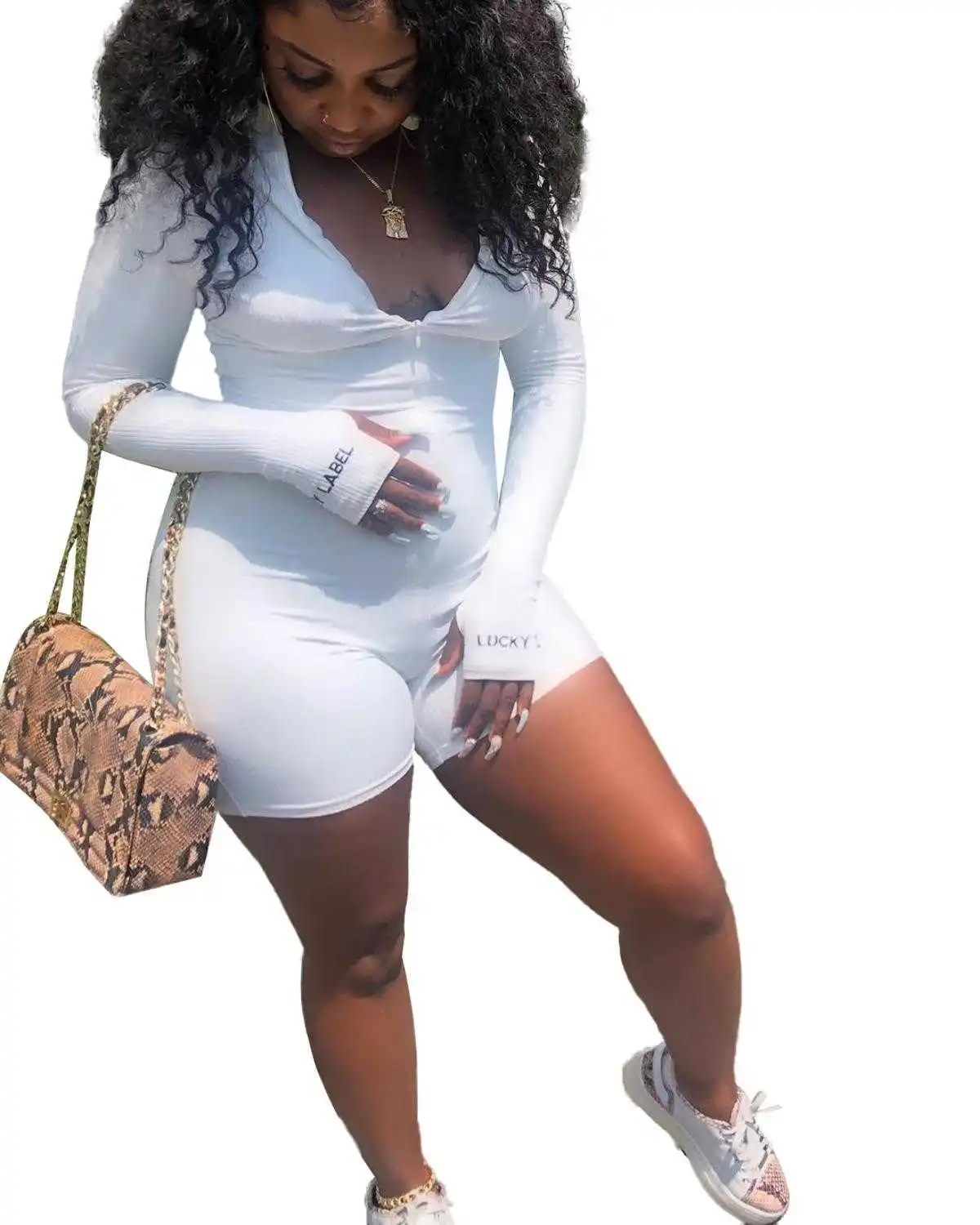 Women Ribbed Rompers Zippers Turtleneck Letters Short Legs Ribbed Bodysuit Elastic Raised Lines Pattern Outdoor Wear
Women Ribbed Rompers Zippers Turtleneck Letters Short Legs Ribbed Bodysuit Elastic Raised Lines Pattern Outdoor Wear