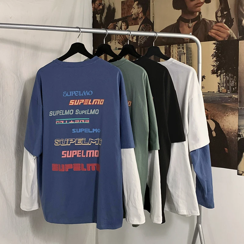 New Hot selling fake two men's t-shirts casual loose collar casual Tshirts with monogrammed printed Fashion men's t-shirts 
New Hot selling fake two men's t-shirts casual loose collar casual Tshirts with monogrammed printed Fashion men's t-shirts