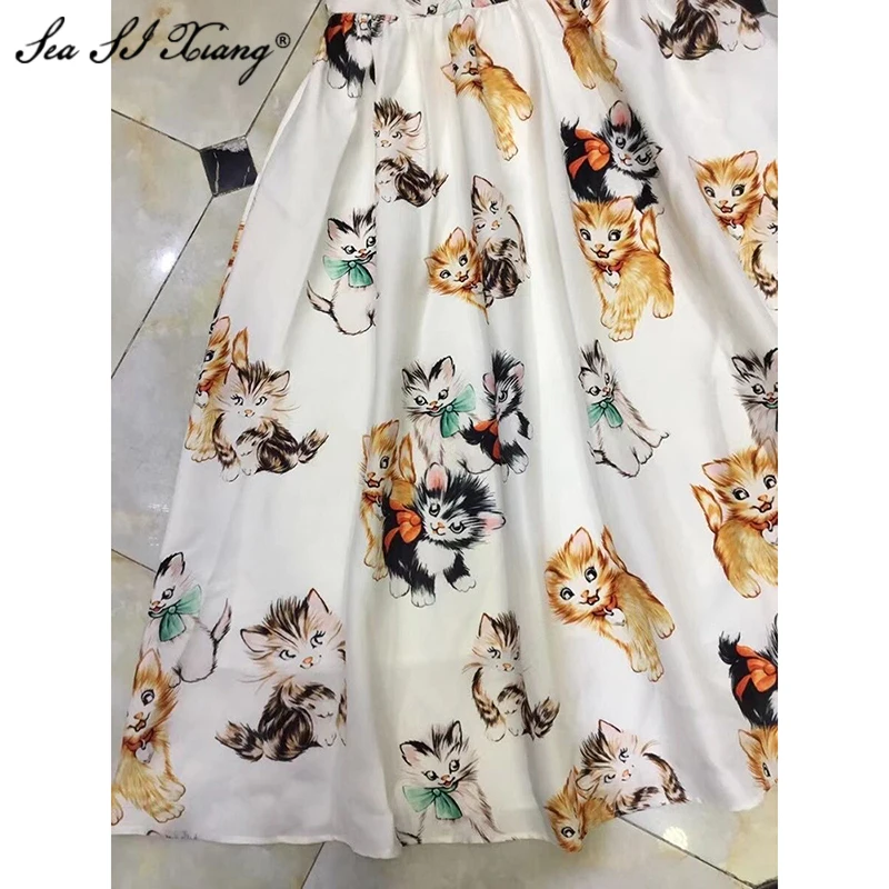 Seasixiang Fashion Designer Summer Dress Women V-Neck Sleeveless Beading Animal Print High Waist Dresses 2021New
Seasixiang Fashion Designer Summer Dress Women V-Neck Sleeveless Beading Animal Print High Waist Dresses 2021New