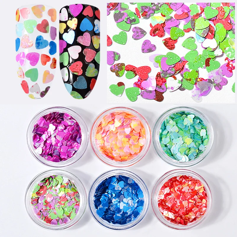6 Colors Nail Art Glitter Sequins Flakes Loving Heart Design Summer Laser Charm DIY Nails Decoration Manicure Tools
6 Colors Nail Art Glitter Sequins Flakes Loving Heart Design Summer Laser Charm DIY Nails Decoration Manicure Tools
