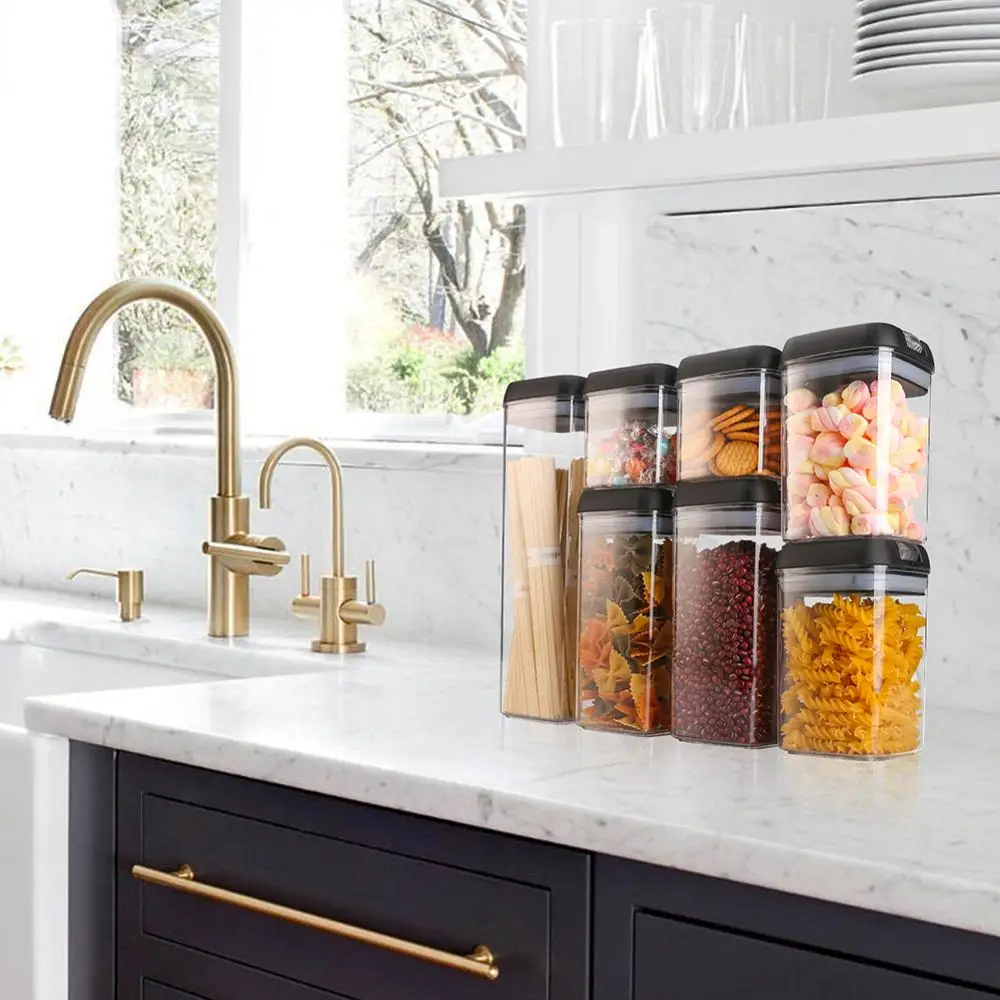 7Pc Airtight Food Storage Container Set Clear Plastic Kitchen Labels Empty Box Pantry Organization Tank Transparent Sealed Cans 
7Pc Airtight Food Storage Container Set Clear Plastic Kitchen Labels Empty Box Pantry Organization Tank Transparent Sealed Cans