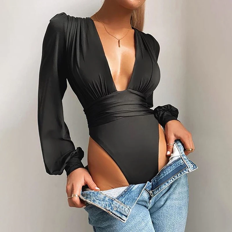Women Sexy Plunge Bodysuits Rompers Subcoating Playsuit Long Puff Sleeve Bodysuit
Women Sexy Plunge Bodysuits Rompers Subcoating Playsuit Long Puff Sleeve Bodysuit