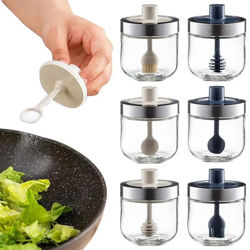 Glass Storage Jar Spoon Lid Integrated Spice Box Combination Seasoning Salt Shaker Kitchen Supplies Bottle For Seasoning Tools
Glass Storage Jar Spoon Lid Integrated Spice Box Combination Seasoning Salt Shaker Kitchen Supplies Bottle For Seasoning Tools