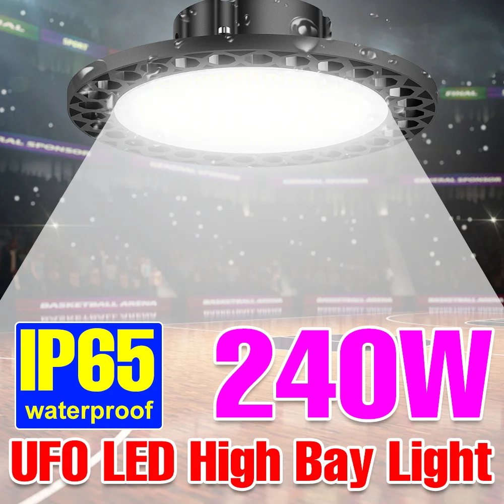 

220V Industrial Lighting LED High Bay Light UFO Garage Lamp 100W 150W 200W 240W Bulb 110V Workshop LED Waterproof 2835 Warehouse