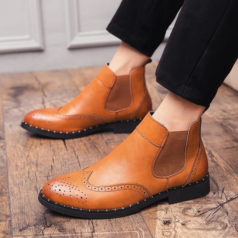 new fashion mens party nightclub dresses caring brogue chelsea boots cow leather rivets shoes ankle bullock boot zapatos botas
new fashion mens party nightclub dresses caring brogue chelsea boots cow leather rivets shoes ankle bullock boot zapatos botas