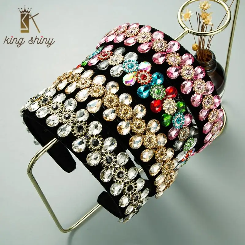 Boutique Baroque Colorful Crystal Flower Headband Vintage Shiny Rhinestone Padded Black Velvet Hairband Female Party Headpieces
Boutique Baroque Colorful Crystal Flower Headband Vintage Shiny Rhinestone Padded Black Velvet Hairband Female Party Headpieces