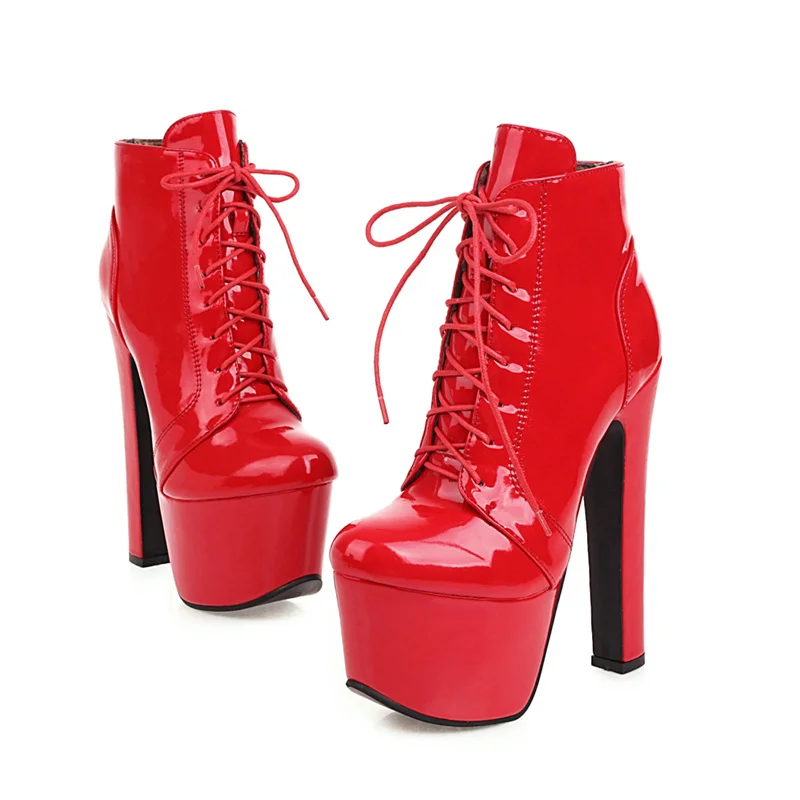 Sexy Ultra Stripper Heels Ankle Boots Women Platform Autumn Winter Boots Leather Lacing Red Black Fetish Shoes Woman Large Size
Sexy Ultra Stripper Heels Ankle Boots Women Platform Autumn Winter Boots Leather Lacing Red Black Fetish Shoes Woman Large Size