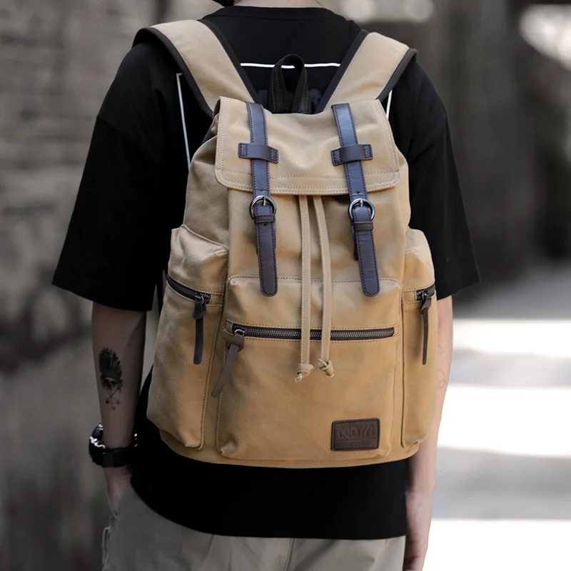 

Canvas Backpack Men's 15 Inch Laptop Backpack Multifunction Unisex Vintage Casual Rucksack Travel Bags Schoolbag Student Mochia