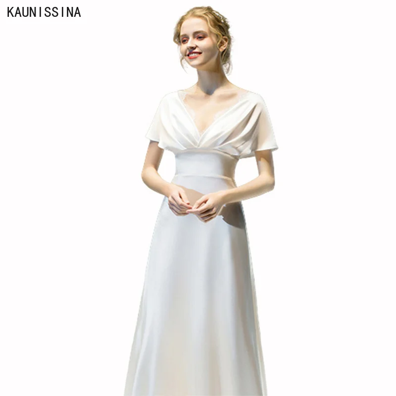 KAUNISSINA Ivory A-Line Satin Wedding Dresses Lace V-Neck Long Bridal Dress Sweep Train Elegant Wedding Gowns Vestido De Novia
KAUNISSINA Ivory A-Line Satin Wedding Dresses Lace V-Neck Long Bridal Dress Sweep Train Elegant Wedding Gowns Vestido De Novia