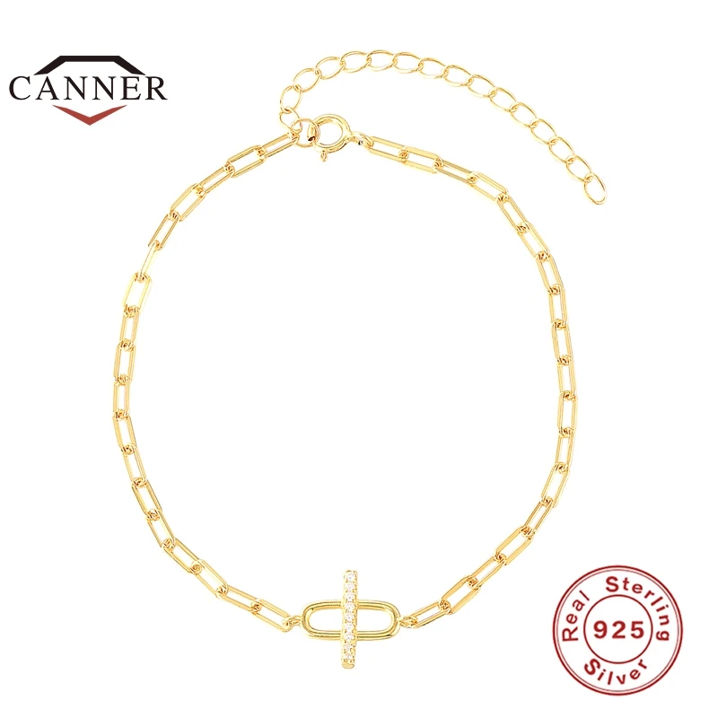 CANNER 925 Sterling Silver European American Paper Clip Fashion Bracelet For Women Gold Color Bracelets Fine Jewelry pulseras
CANNER 925 Sterling Silver European American Paper Clip Fashion Bracelet For Women Gold Color Bracelets Fine Jewelry pulseras