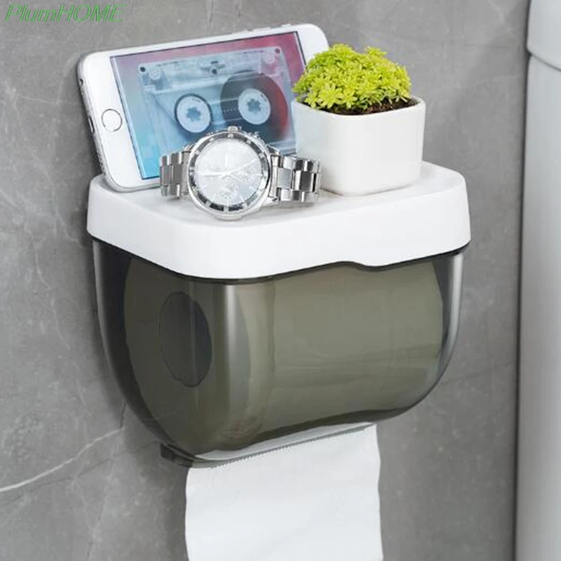 Bathroom Toilet Paper towel Holder Wall Mount Plastic WC Toilet Paper Holder with Storage Shelf Rack Paper Storage Box 
Bathroom Toilet Paper towel Holder Wall Mount Plastic WC Toilet Paper Holder with Storage Shelf Rack Paper Storage Box