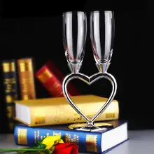 Creative Wedding Toasting Champagne Glasses Heart Silver Crystal Wine Glass Home Party Champagne Flutes Valentines Day Gifts