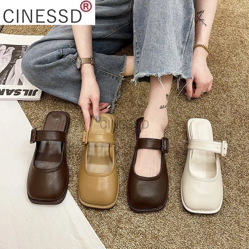 Baotou Half Slippers Outdoor Lazy Slippers Women's 2021 Fashion All-match Belt Buckle Square Toe Flats Retro Mule Shoes
Baotou Half Slippers Outdoor Lazy Slippers Women's 2021 Fashion All-match Belt Buckle Square Toe Flats Retro Mule Shoes