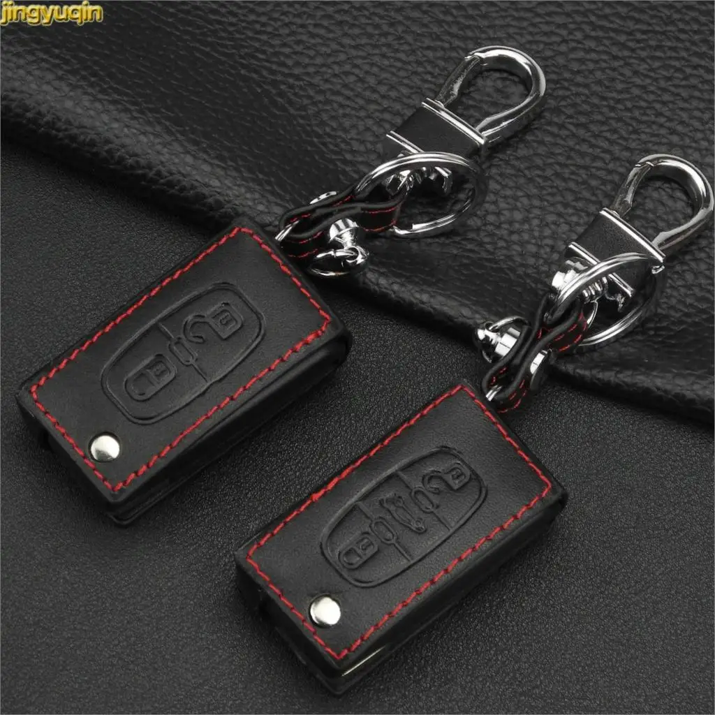 Jingyuqin 2/3 BTN Автомобильный ключ кожаный чехол для peugeot 207 307 308 407 807 CITROEN C2 C3 C4 C5 C6 Floding