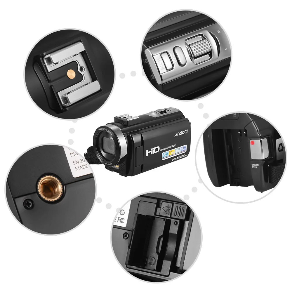 Andoer HDV-201LM 1080P FHD Цифровая видеокамера DV рекордер 24MP 16X цифровой зум 3 0 дюймовый