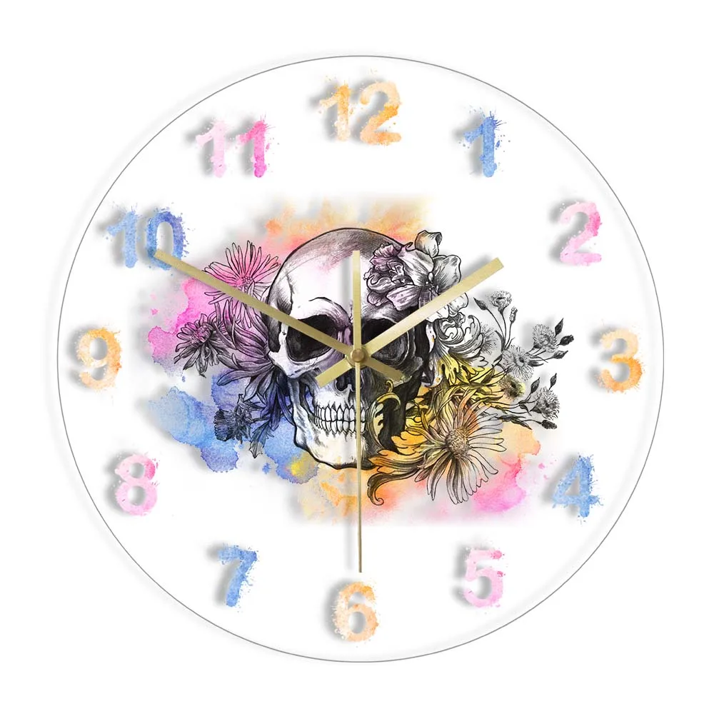 Настенные часы с абстрактным изображением дня смерти, акварельные украшения с изображением черепа, головы и цветов мертвых, домашний декор
Настенные часы с абстрактным изображением дня смерти, акварельные украшения с изображением черепа, головы и цветов мертвых, домашний декор