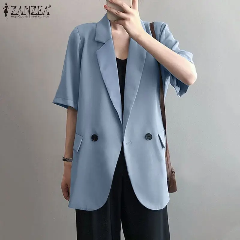 ZANZEA Female Casual Tunic Short Sleeve Single Button Blazer Outwears Oversized Suits Women Summer Coats Stylish Solid Overcoats
ZANZEA Female Casual Tunic Short Sleeve Single Button Blazer Outwears Oversized Suits Women Summer Coats Stylish Solid Overcoats
