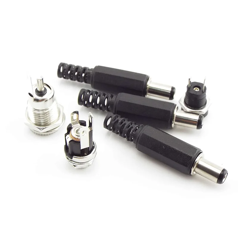 5PCS 12V 5.5 x 2.5mm Plastic Male Plugs DC Power Socket Female Jack Screw Nut Panel Mount Connector Adapter CCTV LED Strip | Безопасность