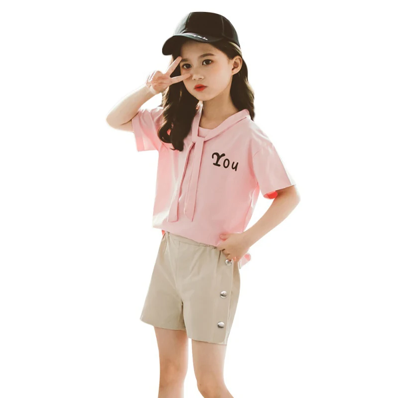 2021 New Girl Summer Sports Suit Korean Girl Short-Sleeved T-Shirt Cotton Causal Print Solid Color Top + Two-Piece Shorts3-12T
2021 New Girl Summer Sports Suit Korean Girl Short-Sleeved T-Shirt Cotton Causal Print Solid Color Top + Two-Piece Shorts3-12T