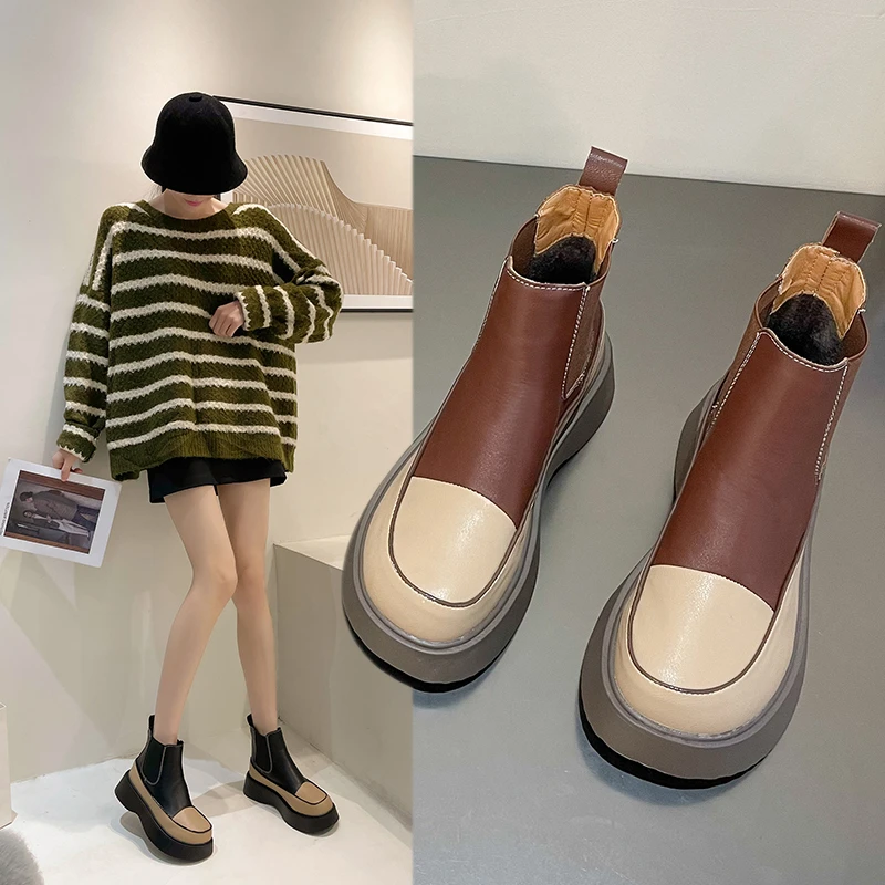 2021 Winter Women's Boots Thick-soled Warm Boots Fashion Chelsea Boots Casual Soft-soled Short Boots Platform Women's Shoes
2021 Winter Women's Boots Thick-soled Warm Boots Fashion Chelsea Boots Casual Soft-soled Short Boots Platform Women's Shoes