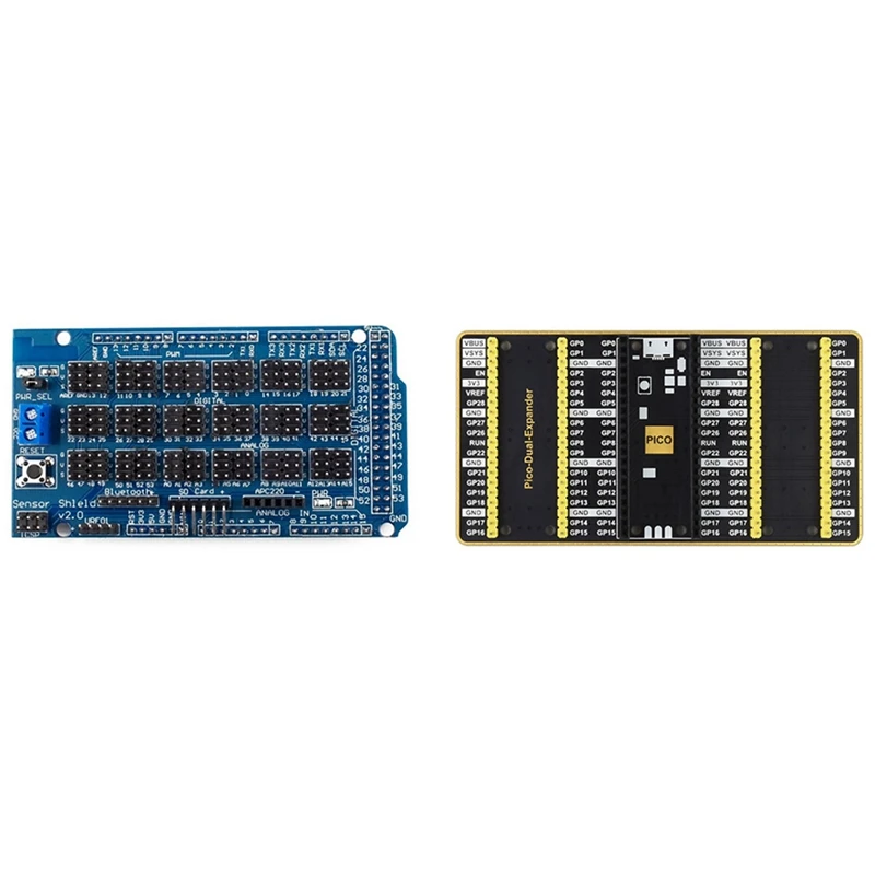 HW-857 Sensor Shield V1.0 V2.0 Expansion Board Kit with Dual GPIO Expander for Raspberry Pi Pico
HW-857 Sensor Shield V1.0 V2.0 Expansion Board Kit with Dual GPIO Expander for Raspberry Pi Pico