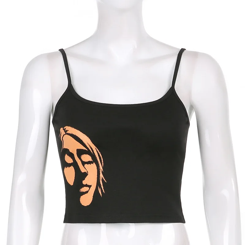 Mall Goth Y2K Print Basic Cami Tops E-girl Streetwear Vintage Graphic Pattern Black Crop Top Summer Harajuku Sleeveless 
Mall Goth Y2K Print Basic Cami Tops E-girl Streetwear Vintage Graphic Pattern Black Crop Top Summer Harajuku Sleeveless