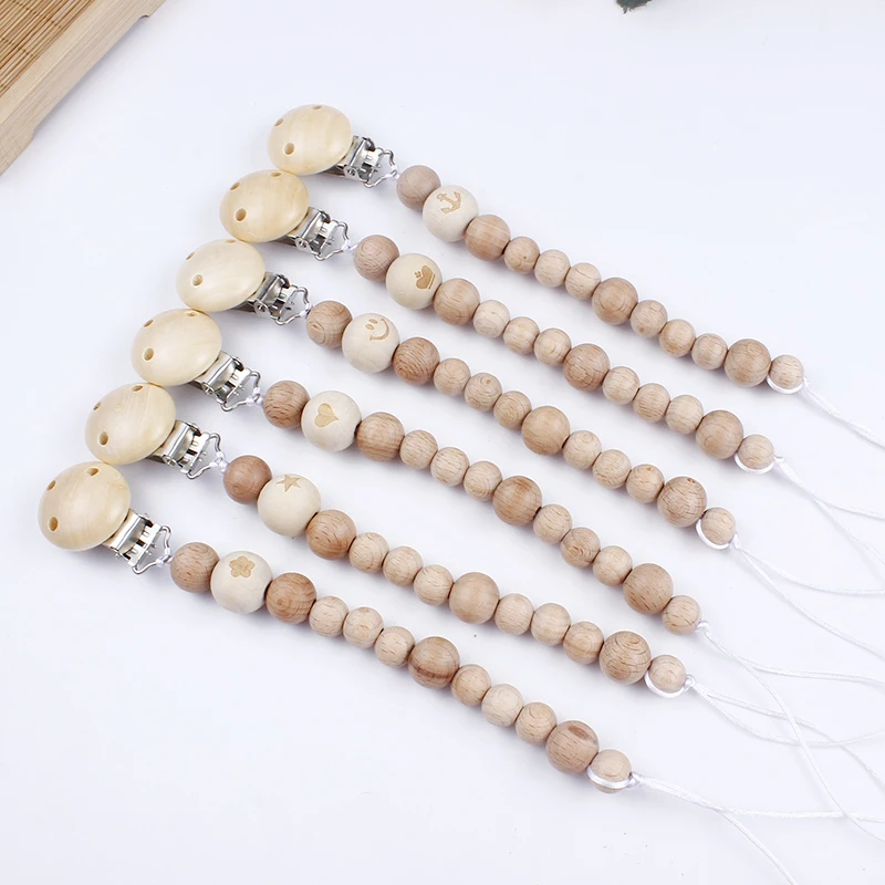 New Baby Beech Wood Beaded Pacifier Clip Dummy Chain Nipple Holder Infant Soother Teether For Infant Feeding Accesories
New Baby Beech Wood Beaded Pacifier Clip Dummy Chain Nipple Holder Infant Soother Teether For Infant Feeding Accesories