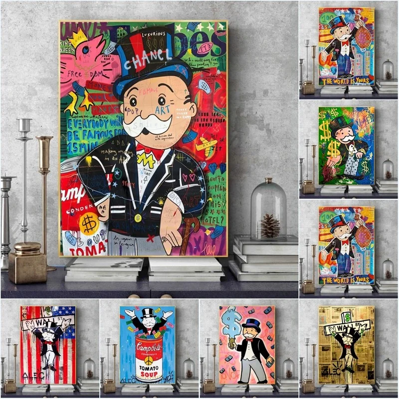 Graffiti Poster Decoration Illustration Artwork Monopoly Canvas Posters and Prints Rich Street Mural Modern Living Room
Graffiti Poster Decoration Illustration Artwork Monopoly Canvas Posters and Prints Rich Street Mural Modern Living Room