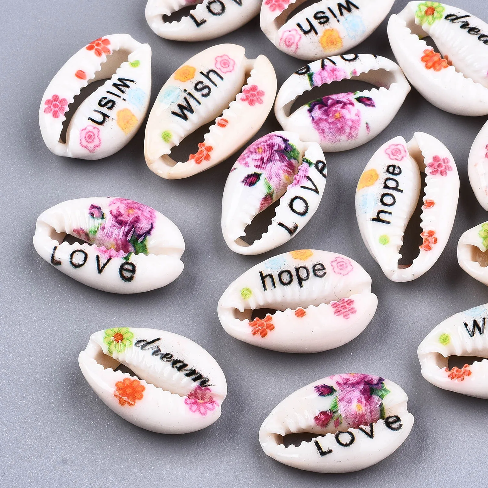 50Pcs Printed Natural Cowrie Shell Beads DIY Peony Love Hope Printed Conch Bead For DIY Bracelet Necklace Earring Jewelry Making
50Pcs Printed Natural Cowrie Shell Beads DIY Peony Love Hope Printed Conch Bead For DIY Bracelet Necklace Earring Jewelry Making