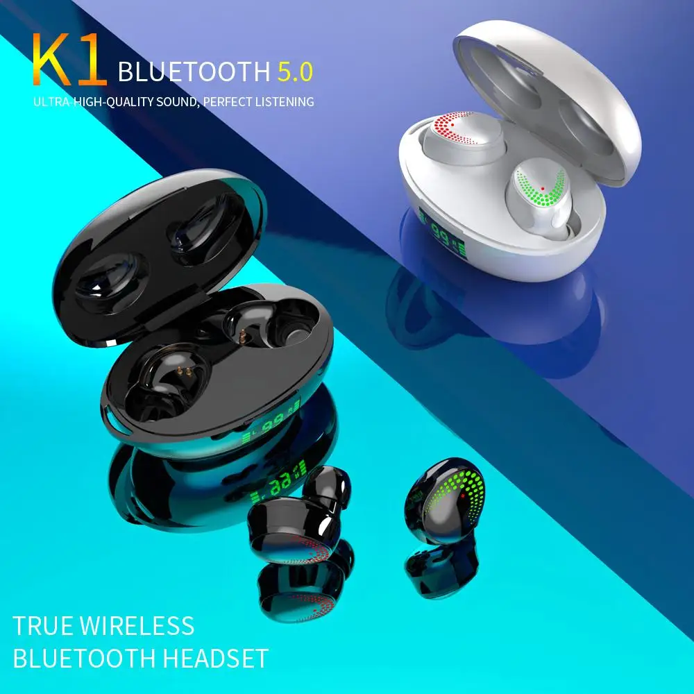 K1 Bluetooth 5.0 Wireless Earphones Noise Reduction Touch Control In-ear Sport Music Headset with LED Digital Display Charge Box 
K1 Bluetooth 5.0 Wireless Earphones Noise Reduction Touch Control In-ear Sport Music Headset with LED Digital Display Charge Box