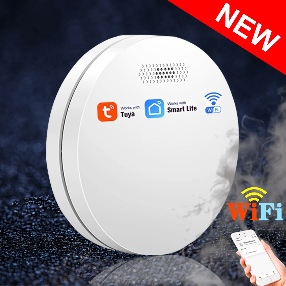 Новый ультратонкий датчик дыма Tuya с Wi Fi коптильня противопожарное оборудование