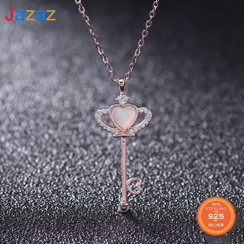 Jazaz 925 Sterling Silver Heart Shell Crown Key Pendant Clavicle Chain Necklace For Women Wedding Party Dress Jewelry D001920
Jazaz 925 Sterling Silver Heart Shell Crown Key Pendant Clavicle Chain Necklace For Women Wedding Party Dress Jewelry D001920