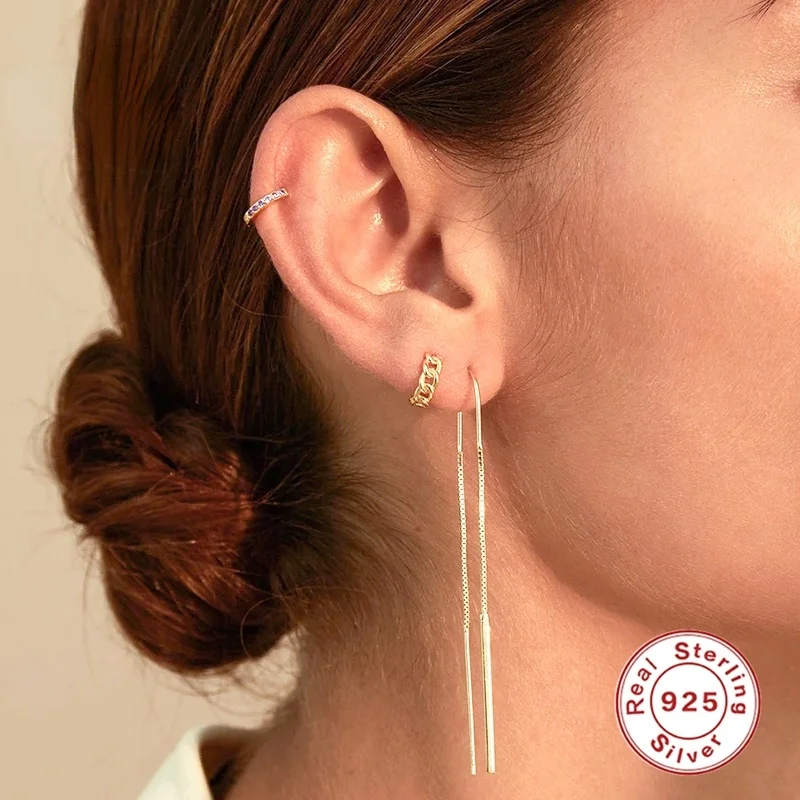 Fashion Long Tassel Chain Earring Sterling Silver Stud Earrings for Women Piercing Earring Jewelry Pendientes Plata silver
Fashion Long Tassel Chain Earring Sterling Silver Stud Earrings for Women Piercing Earring Jewelry Pendientes Plata silver