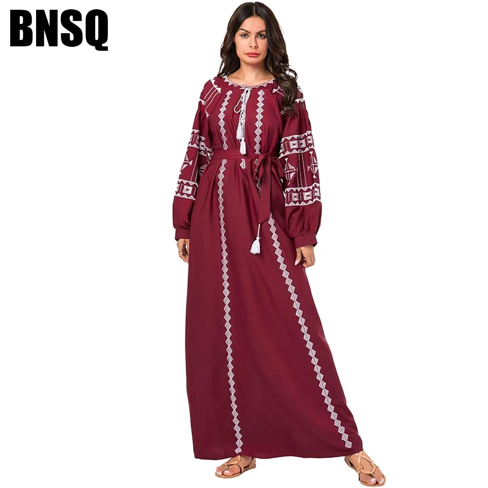 BNSQ Plus Size Maxi Dresses for Women Casual Ethnic Geometric Embroidery Long Dress Orange Wine Red Autumn 2019 Arabian Wears
BNSQ Plus Size Maxi Dresses for Women Casual Ethnic Geometric Embroidery Long Dress Orange Wine Red Autumn 2019 Arabian Wears