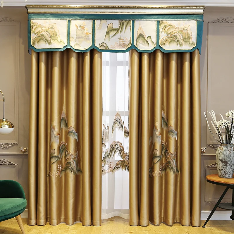 New Chinese Style Curtains for Living Room Bedroom Tulle High-end Landscape Painting Single Embroidery Thickening Curtains
New Chinese Style Curtains for Living Room Bedroom Tulle High-end Landscape Painting Single Embroidery Thickening Curtains