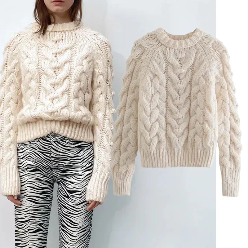 Women Sweater Winter 2021 New Fashion Thick Warm Appliques Knit Sweater Vintage Long Sleeve Female Pullovers Chic Tops 
Women Sweater Winter 2021 New Fashion Thick Warm Appliques Knit Sweater Vintage Long Sleeve Female Pullovers Chic Tops