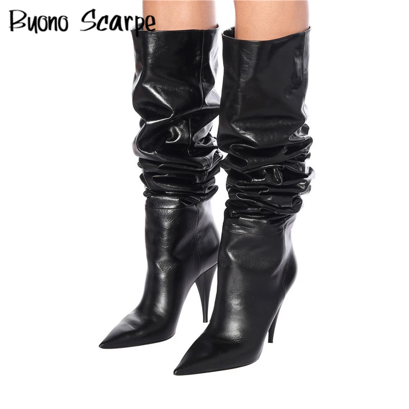 Leather Pleated Women Over The Knee Boots Spike Heel Pointy Toe Boots New Sexy Brand Designed Thigh High Botas Mujer Slim Boots
Leather Pleated Women Over The Knee Boots Spike Heel Pointy Toe Boots New Sexy Brand Designed Thigh High Botas Mujer Slim Boots